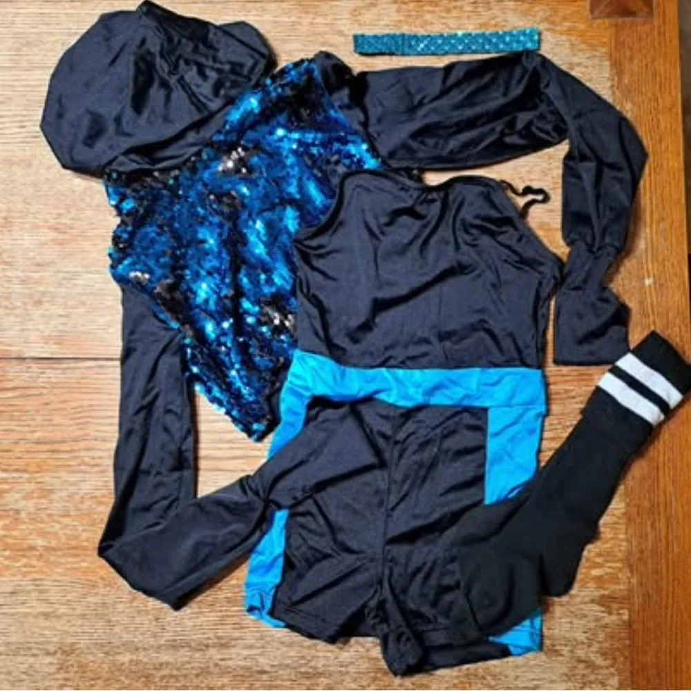 Blue‎ Kids Hip Hop Costume for Dance, Halloween, Dress Up. Size 10/12